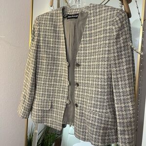 Anne Klein Women's Gray Houndstooth Jacket Blazer